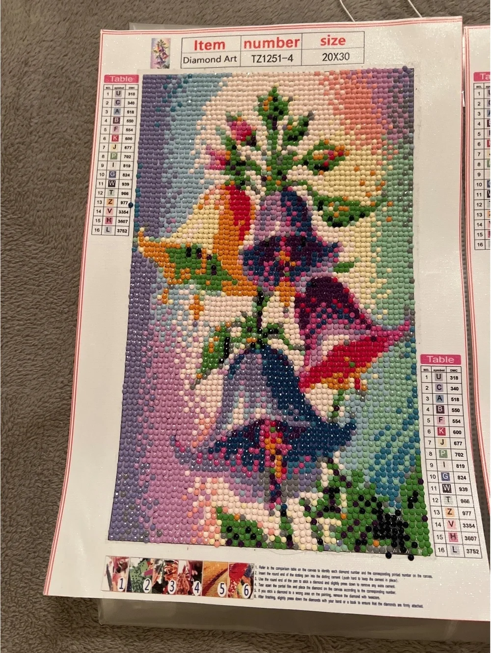Diamond Painting Kit Set of 3 with Butterfly and Floral Designs